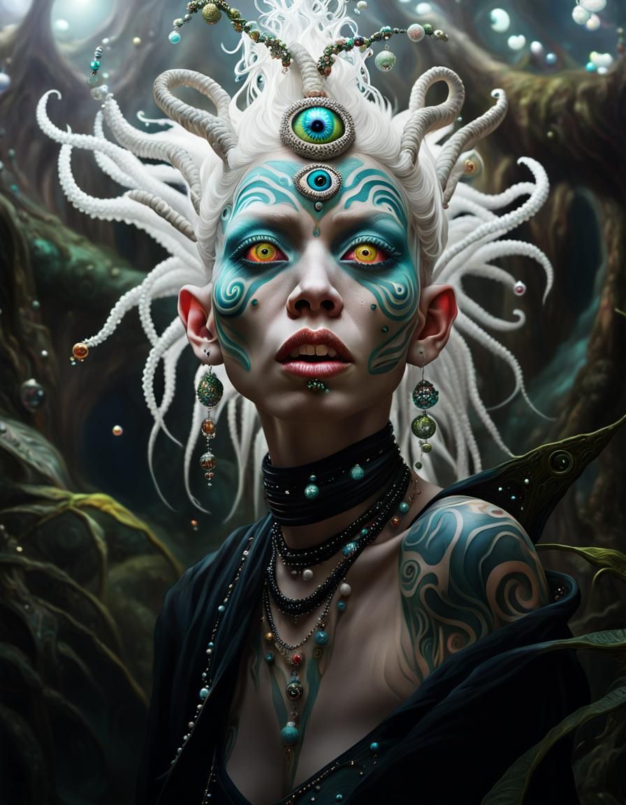 Surreal Ayahuasca Dreamscape with Albino Shaman