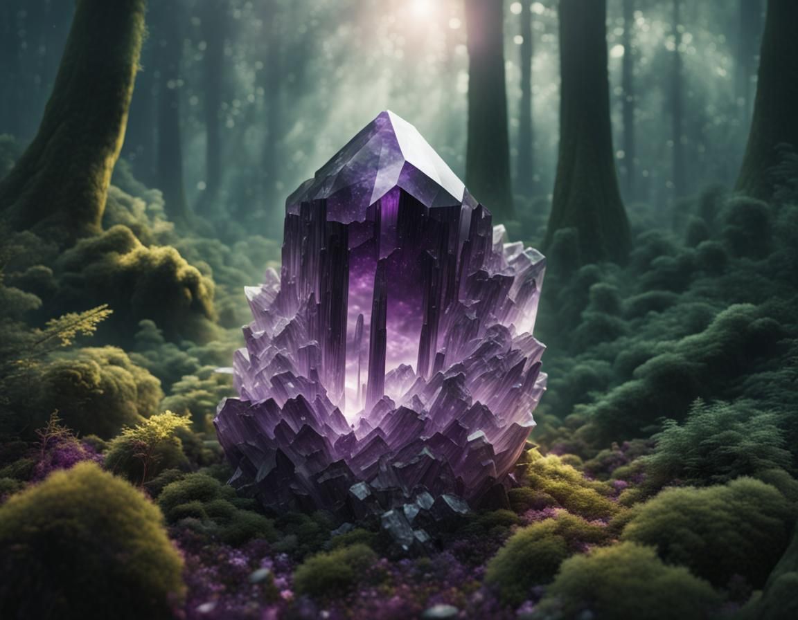 Amethyst Crystal Forest: Epic Digital Matte Painting