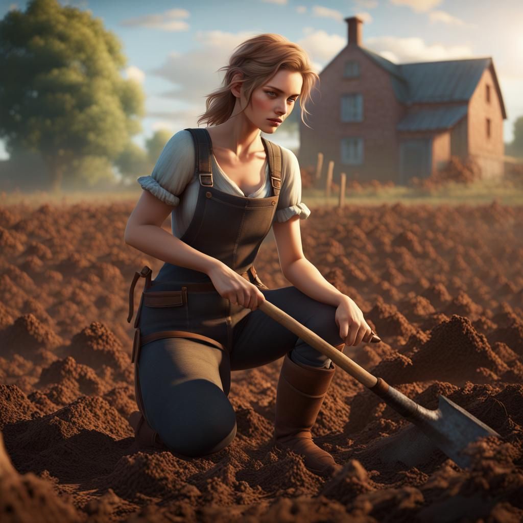 Irish Woman Working Field: Matte Painting, Unreal Engine