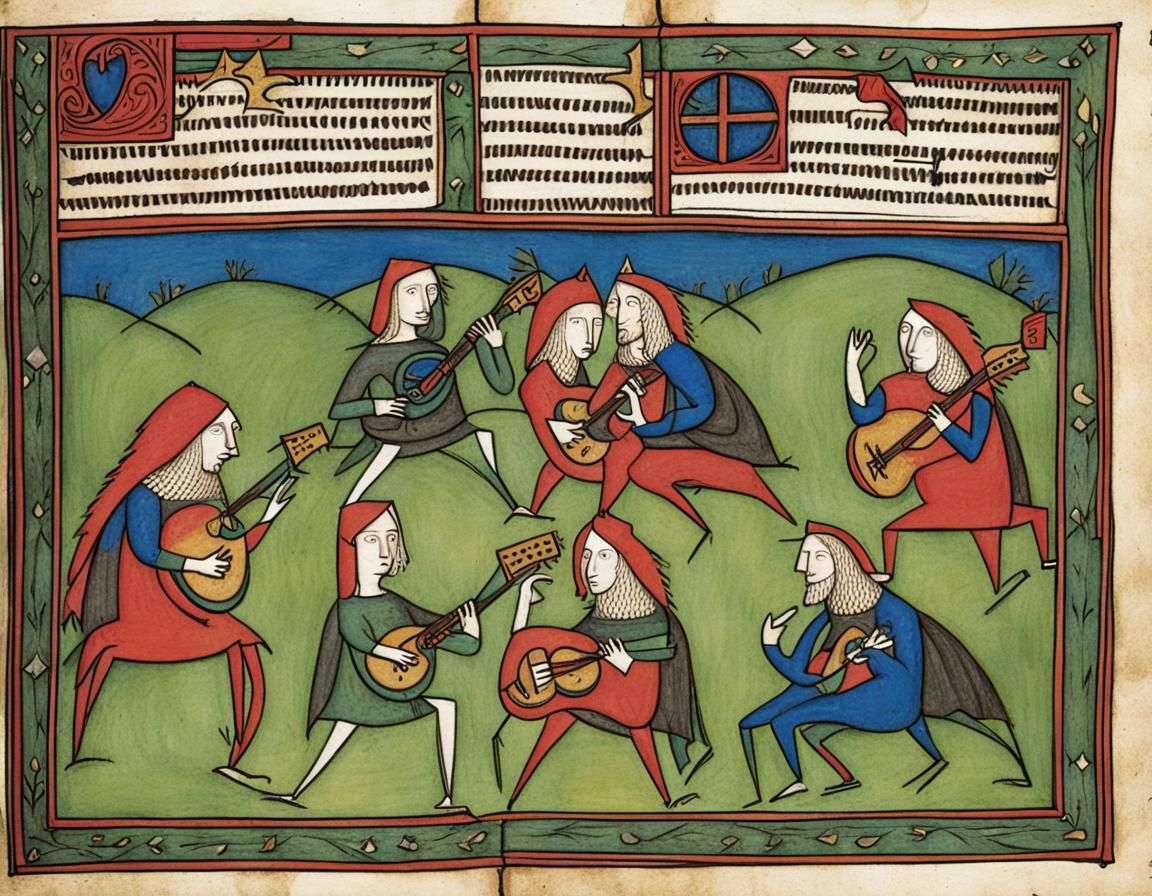 Rock Band in Medieval Manuscript Style