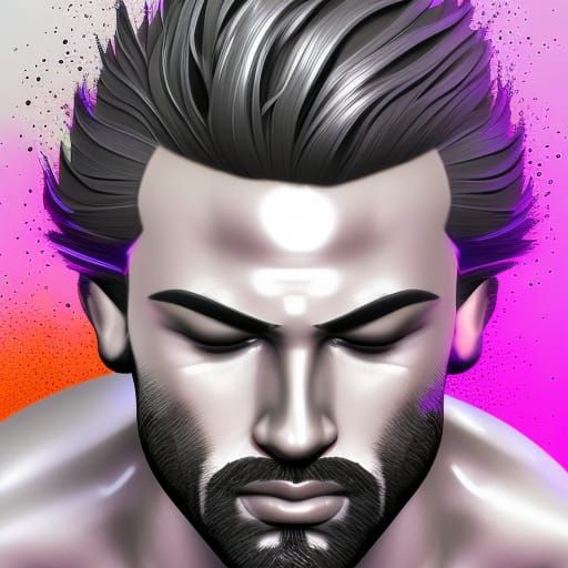 Hyperrealistic Muscle Man in Pink Disco