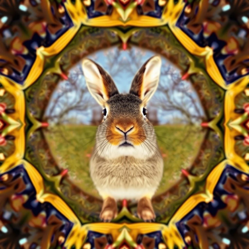 A rabbit, kaleidoscope view