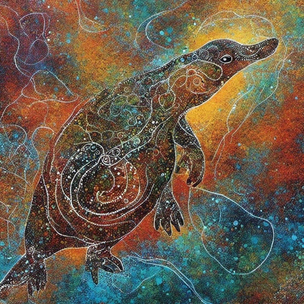 <lora:Dot painting:1.0> <lora:NeonBioGlowXL:1.0> <lora:ArchetypalImagery:1.0> Aboriginal Dot style painting of a luminou...