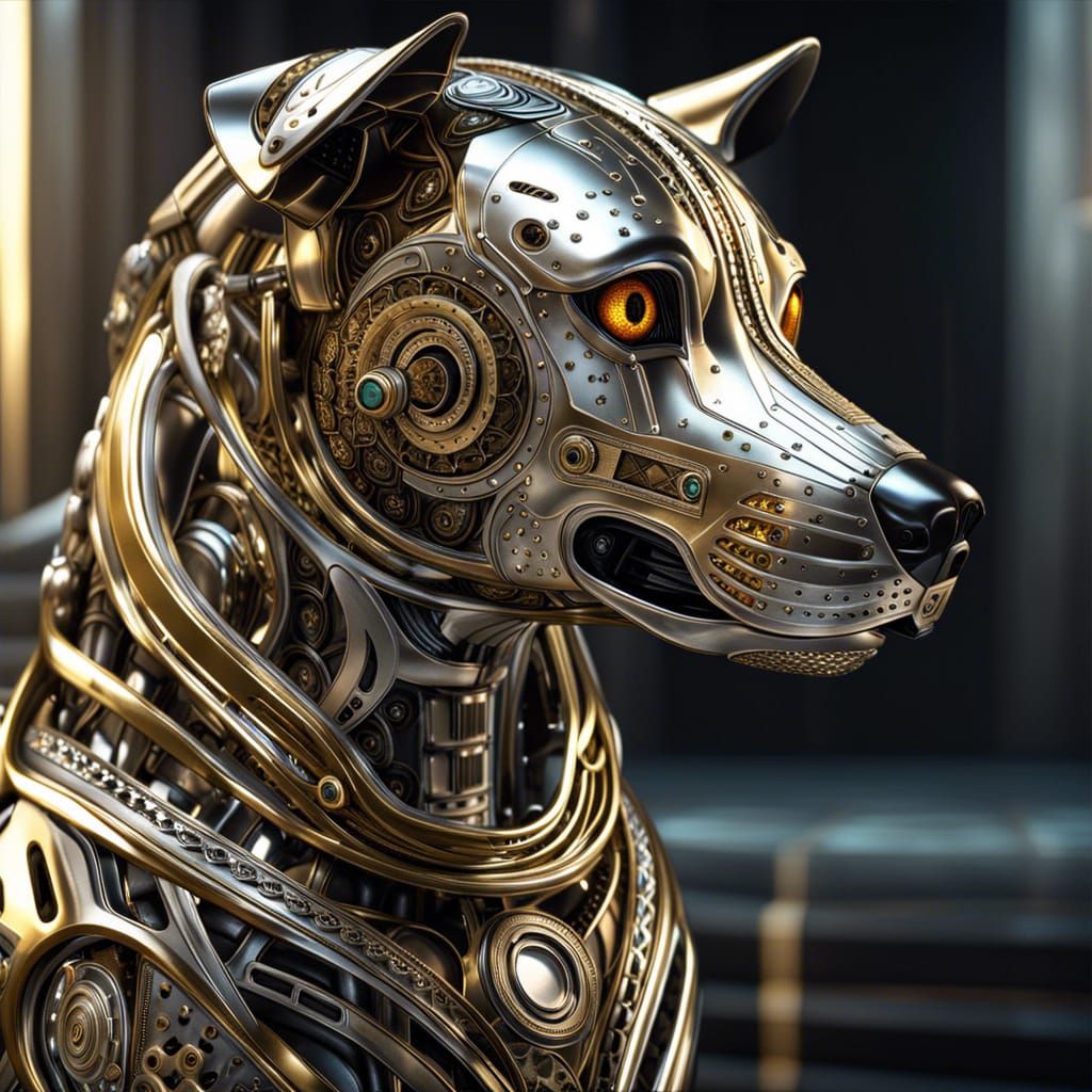 Futuristic Sci-Fi Dog Robot in Intricate Detail