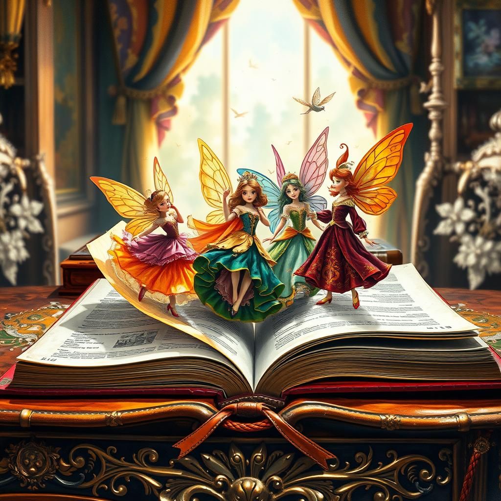 Fairytale Figures Leap from Storybook in Gouache and Waterco...