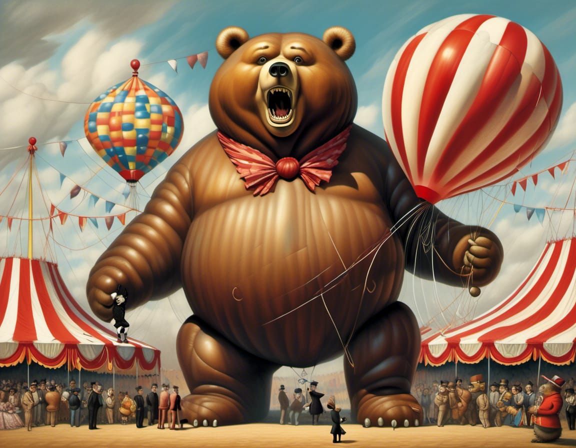 Ominous Obese Bear Balloon Over Giant Circus