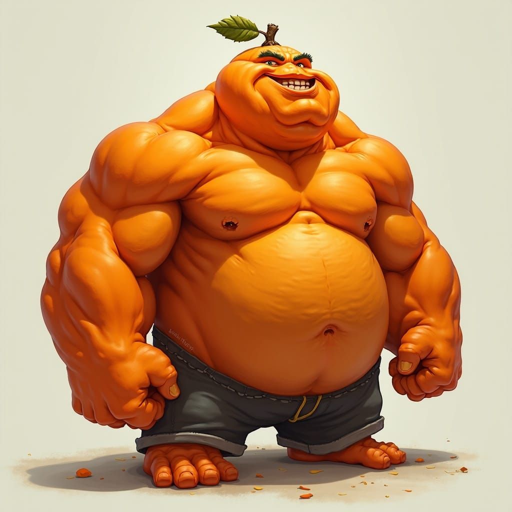 Muscular Orange Fruit with Massive Head