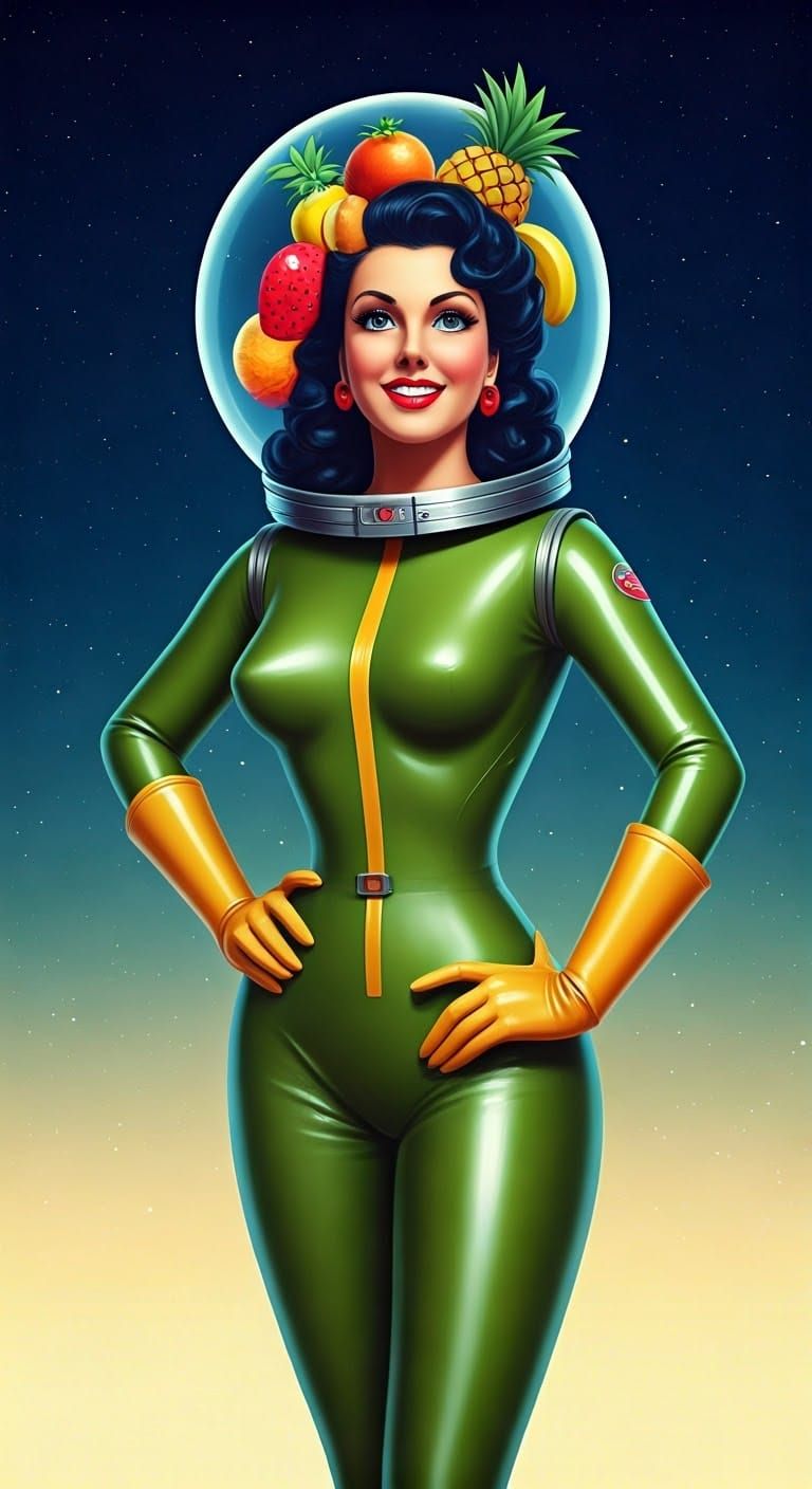 Vibrant Green and Yellow Space Siren in Tropical Fruit Helme...