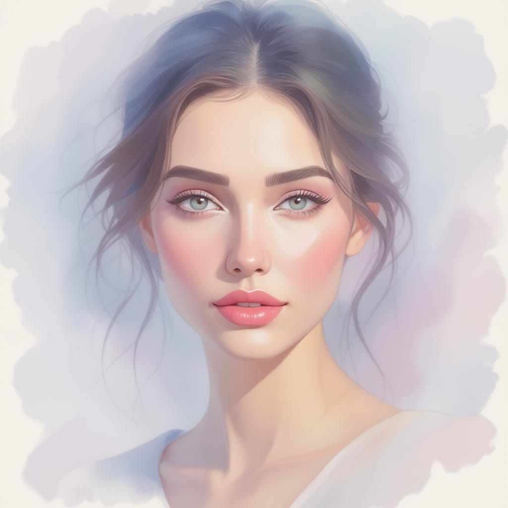 Dreamlike Portrait of a Woman in Soft Pastel Hues