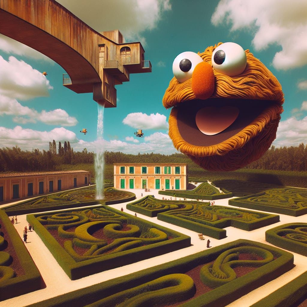 Floating Muppet Head Over Underwater Waterfall