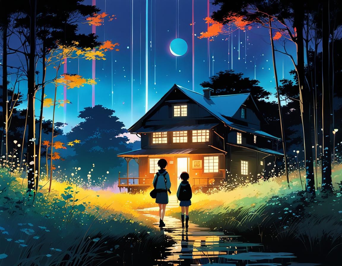 Iridescent Prairie in Anime Style