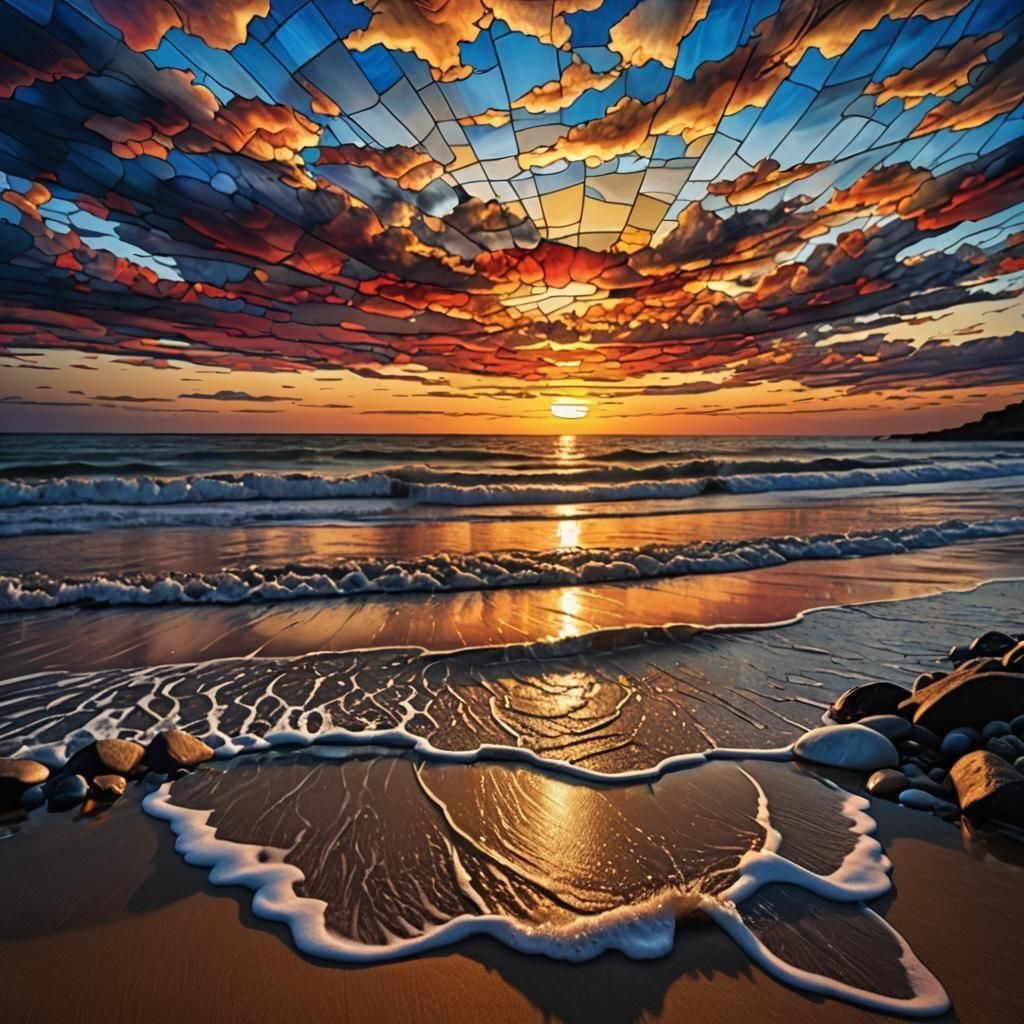 Stained Glass Sunset Beach in HDR