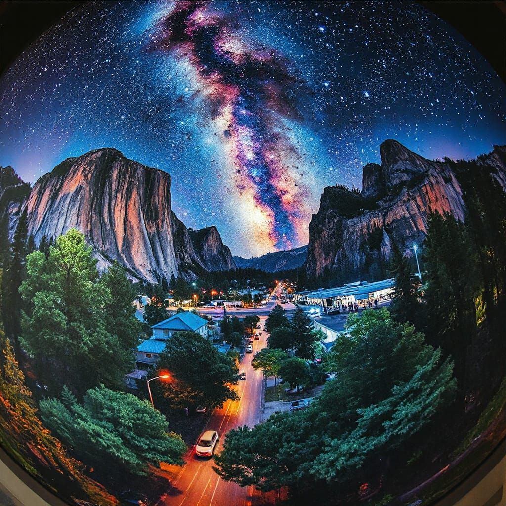 Surreal Yosemite Landscape in Vibrant Watercolor Style