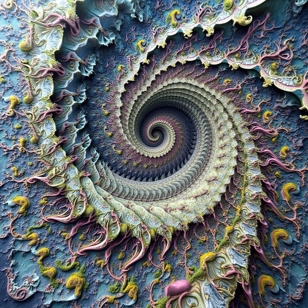 Vibrant Fractal Landscape with Greeble Structures