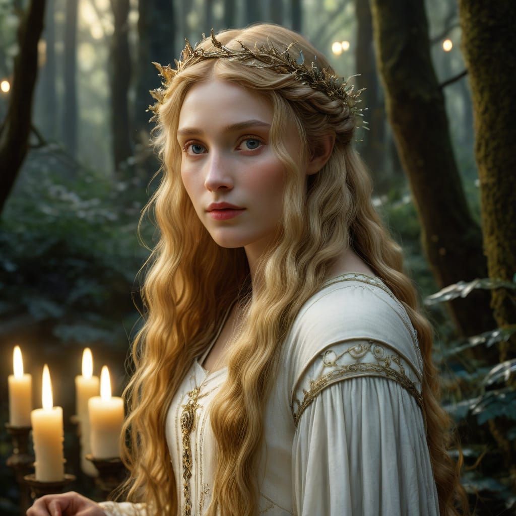 Enchantress of Middle Earth in Pre-Raphaelite Style