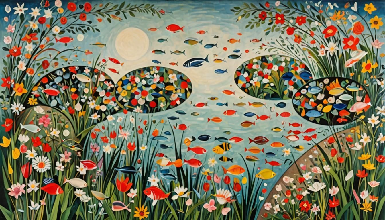 Abstract Cubist Garden City with Shell Buildings