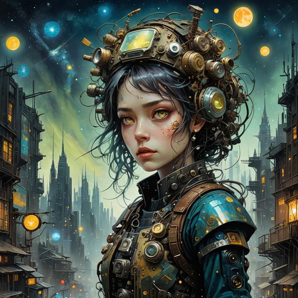 Mecha cyborg punk girl