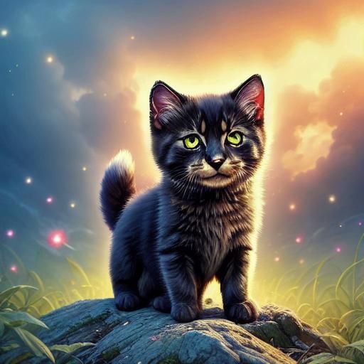 Kitten Plays with Magic in Enchanted Forest