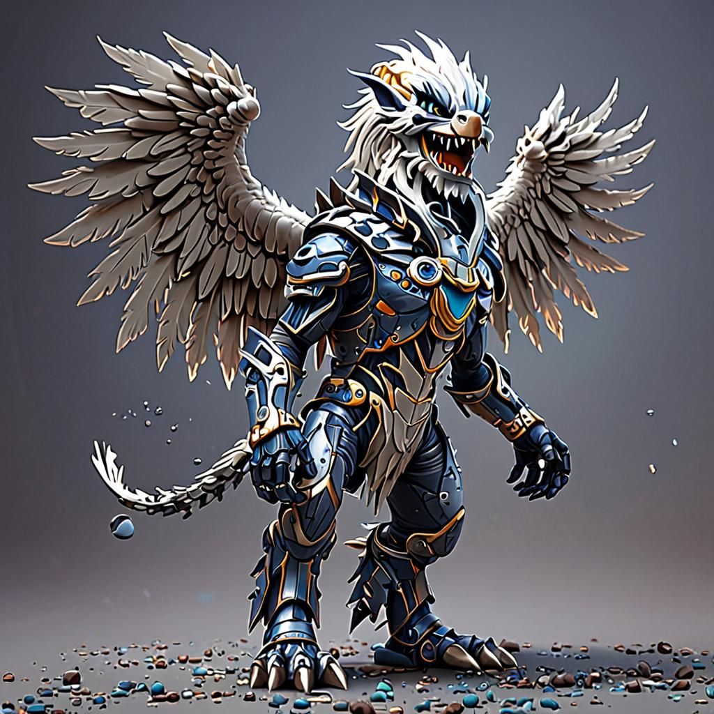 Winged Lion in 3D Digital Art Style