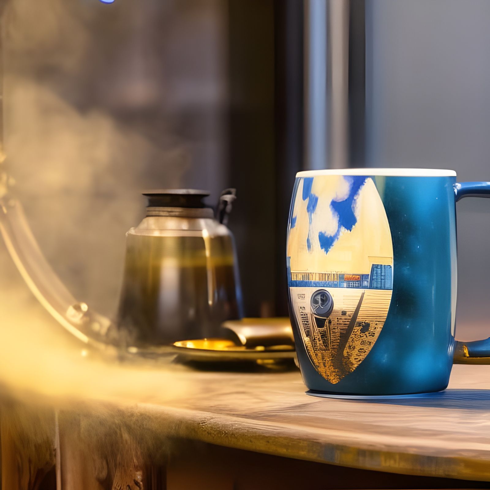 Steaming Coffee on Futuristic Espresso Machine