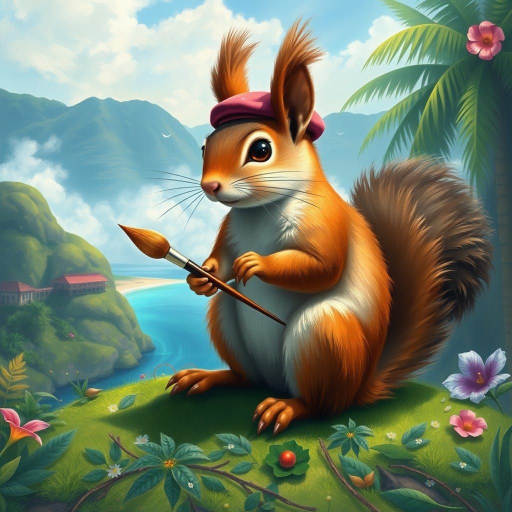 French Squirrel Painter Creates Dreamy Bali Landscape in Cyb...