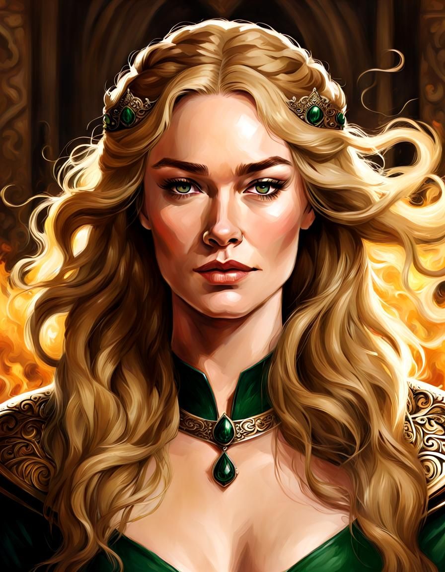 Golden Lion Queen: Regal Portrait of Cersei Lannister