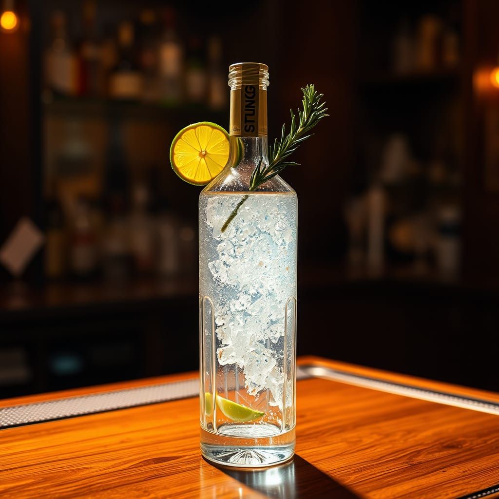 Luxurious Gin Still Life in Crystal Bottle