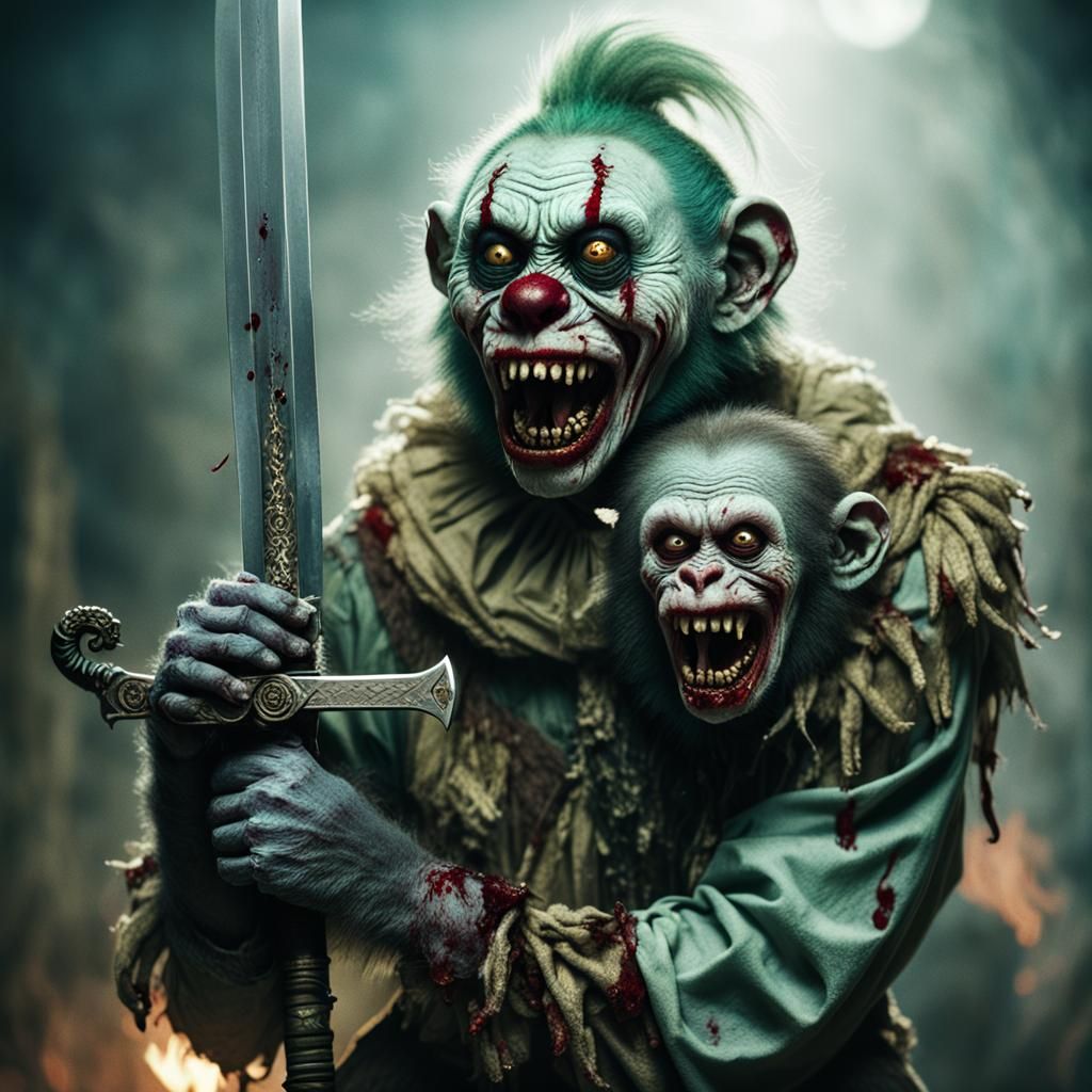 Surreal Female Zombie Warrior in 80s Horror Aesthetic