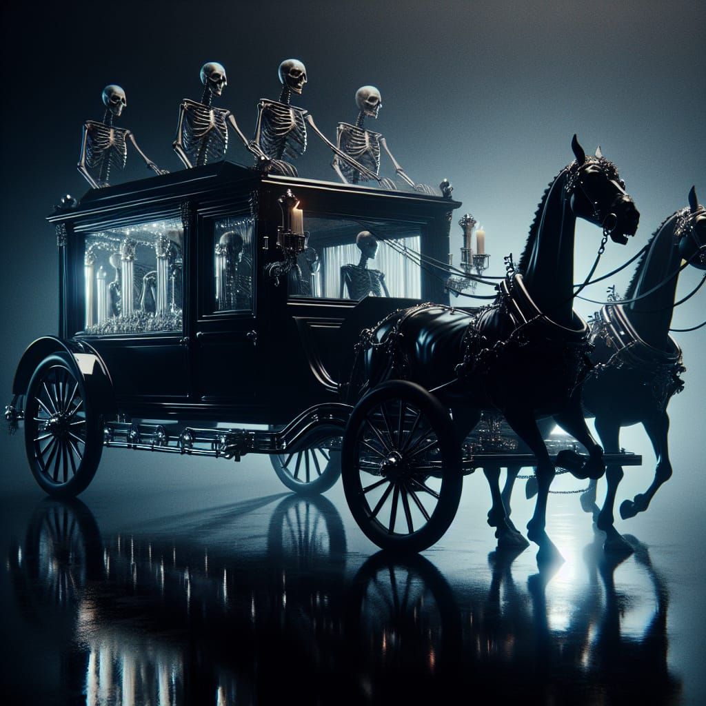 Spectral Hearse Pulled by Skeletal Horses