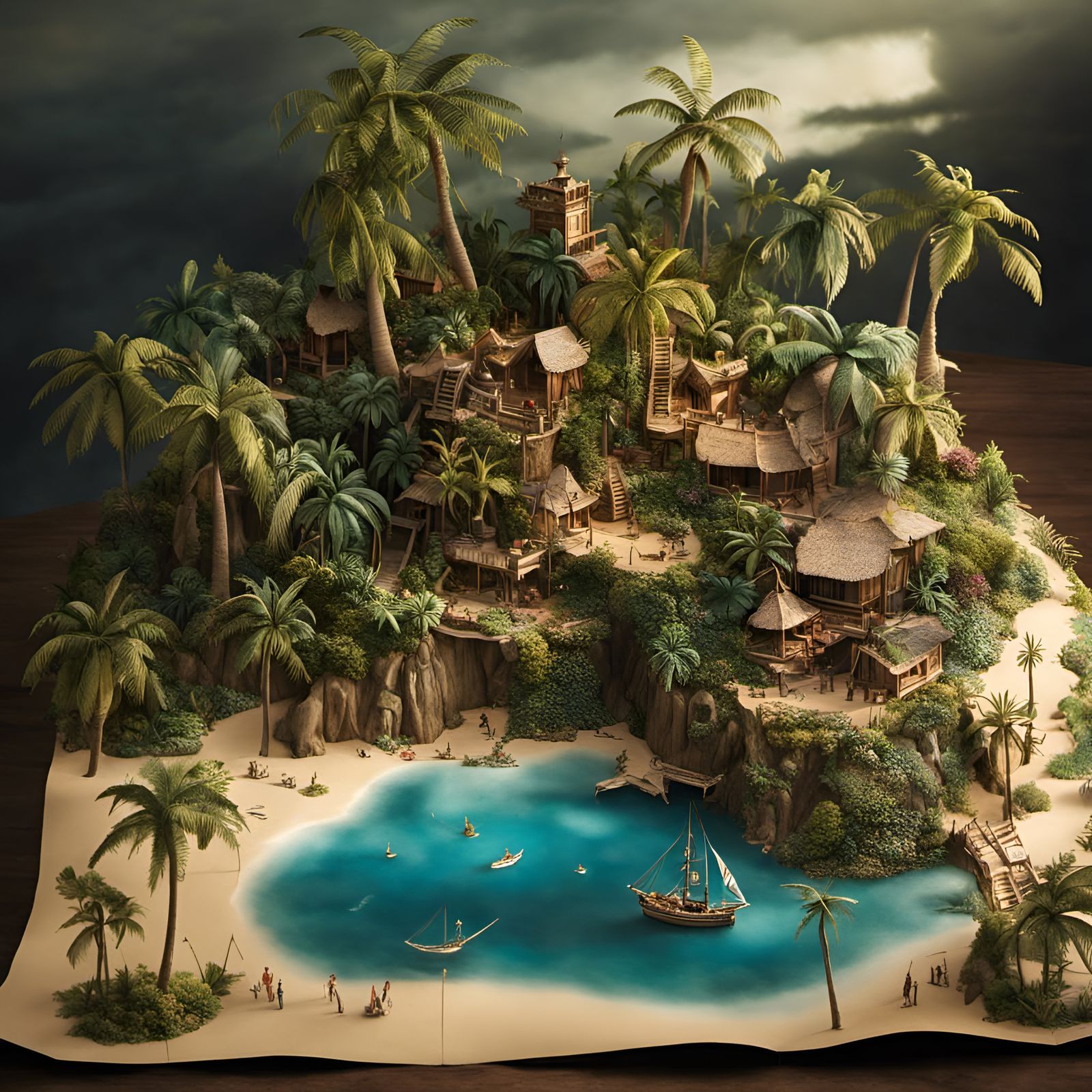Magical Pop-Up Treasure Island in Hyperrealistic 3D