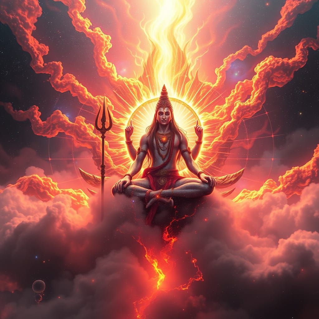 Cosmic Energy Abstract in Vibrant Light and Shadows