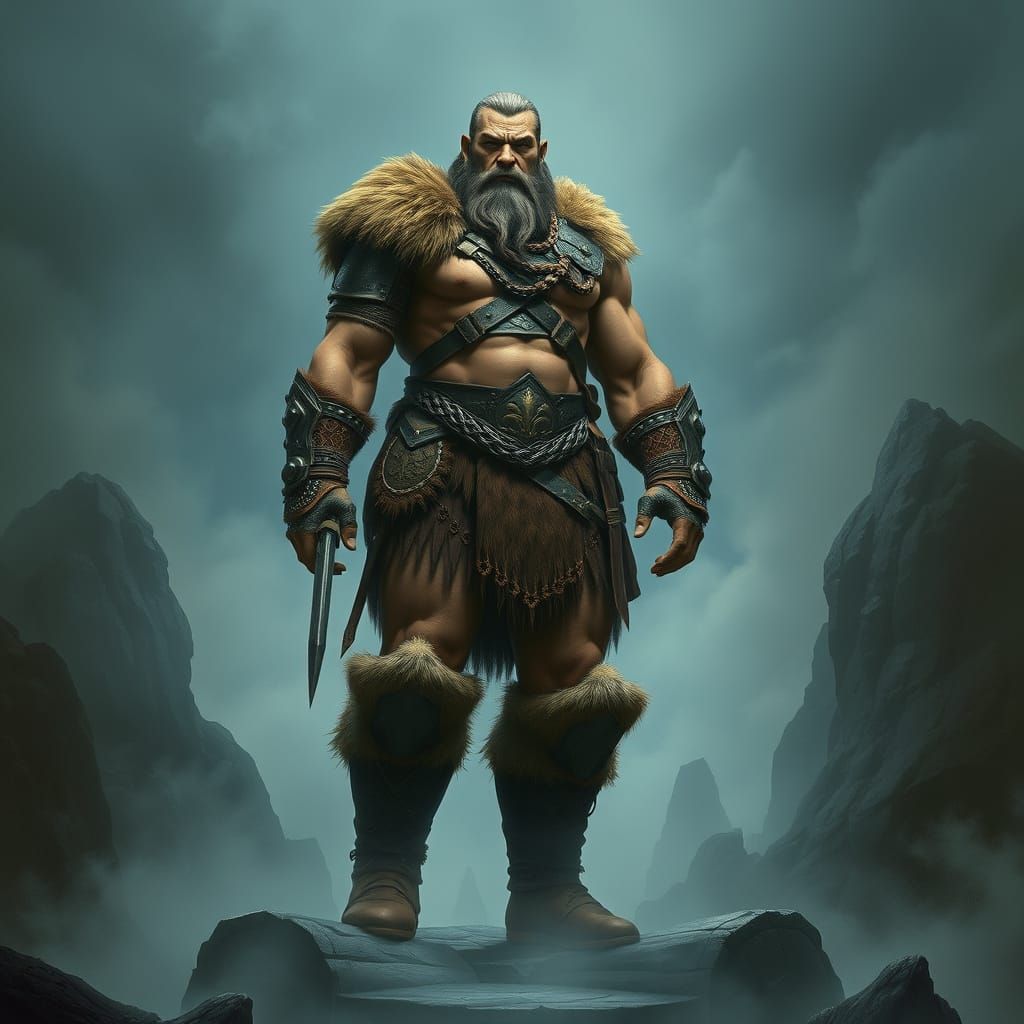 Epic Fantasy Warrior in Dwarven Armor