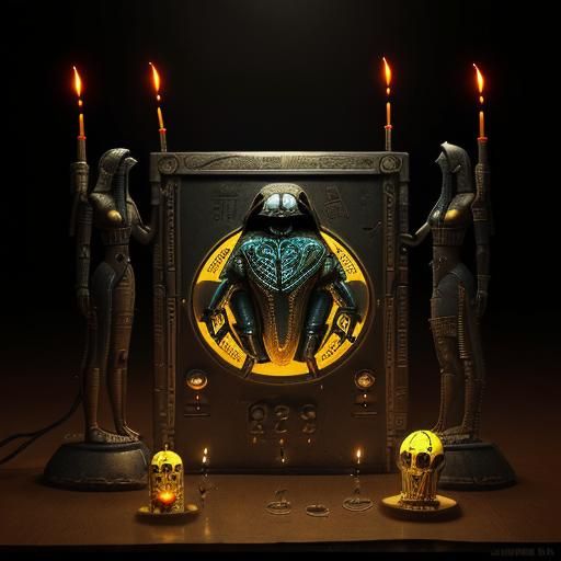 Cyberpunk Scarab Beetle with Ancient Egyptian Elements