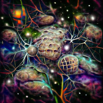 Cosmic Brains: Neural Networks Digital Illustration