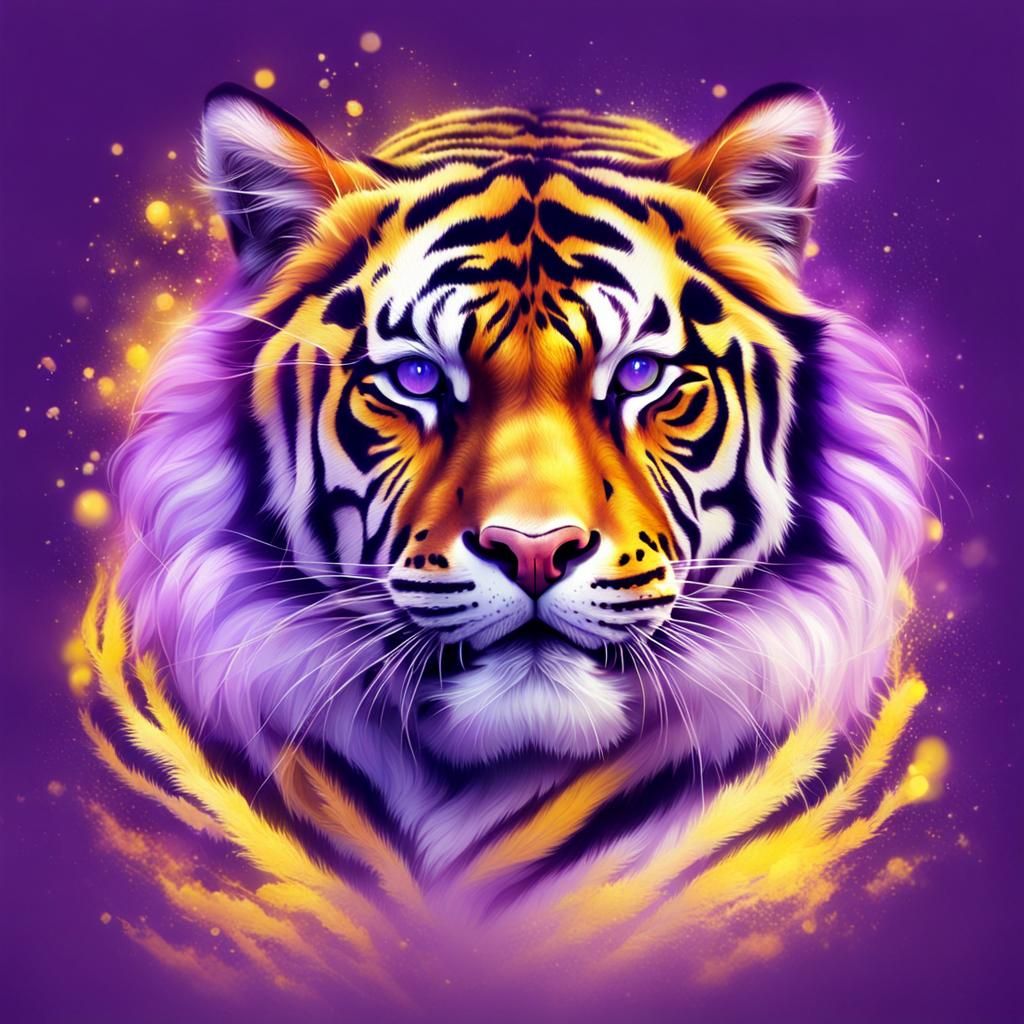 Purple and Yellow Tiger in Divine Light