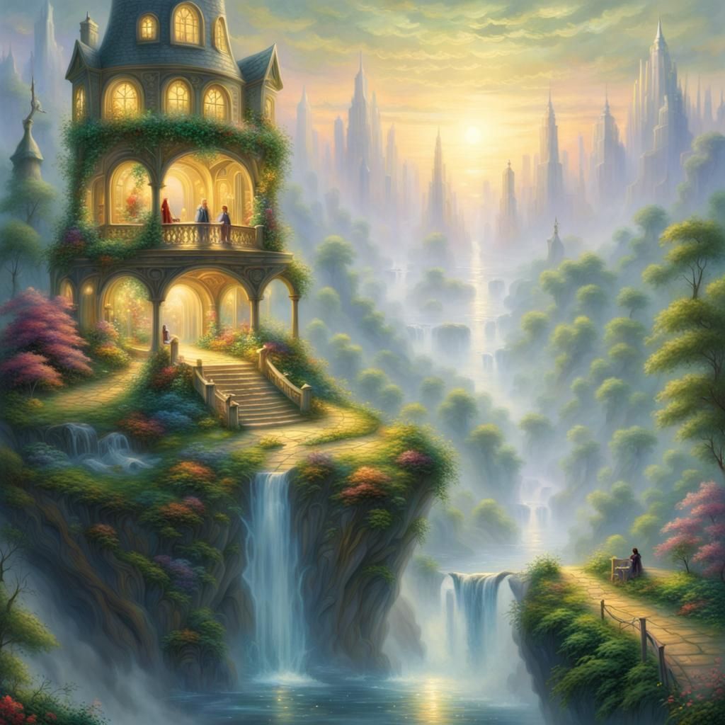 Ethereal Futuristic World in Golden Ring