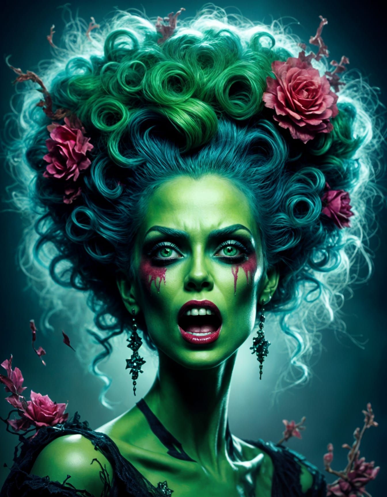 Stunning portrait of the Bride of Frankenstein