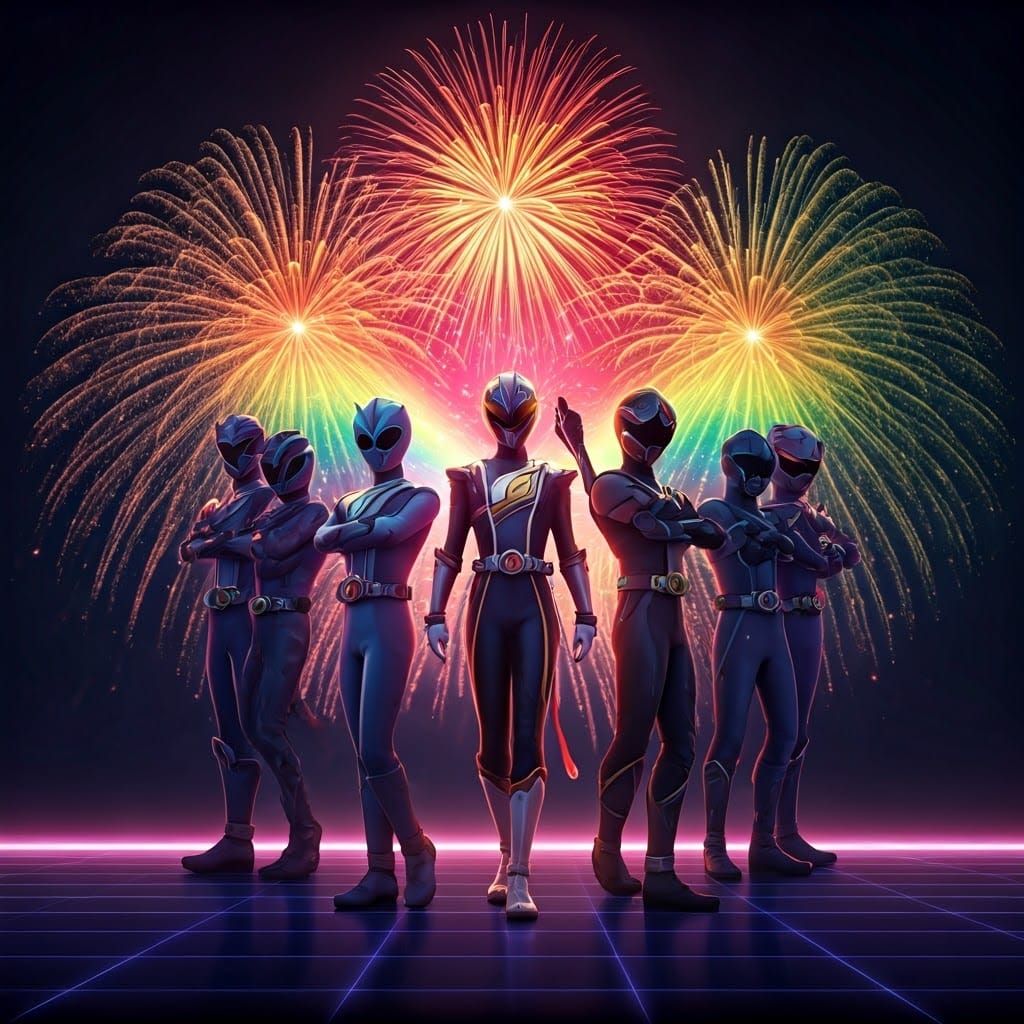 Retrofuturistic Cyberpunk Super Sentai Heroes