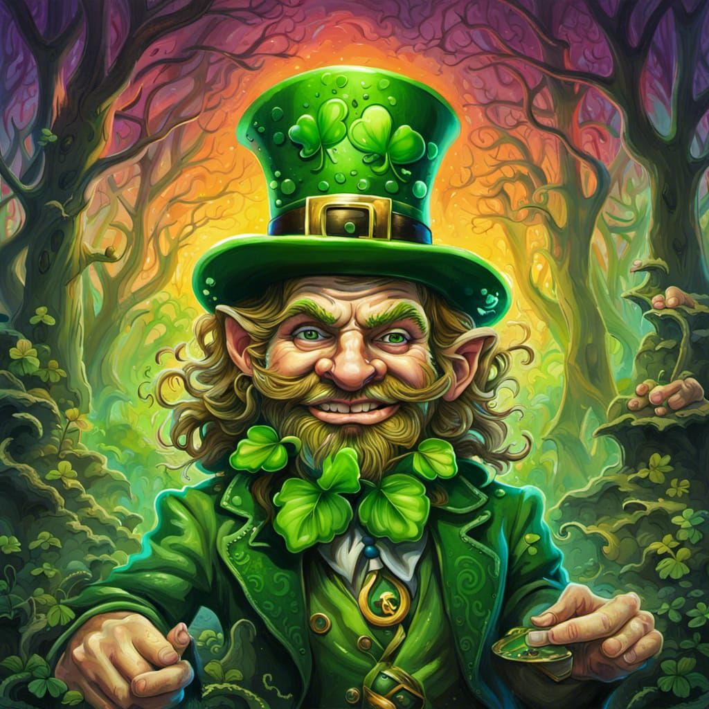 Leprechaun in Enchanted Shamrock Forest: Graffiti Art