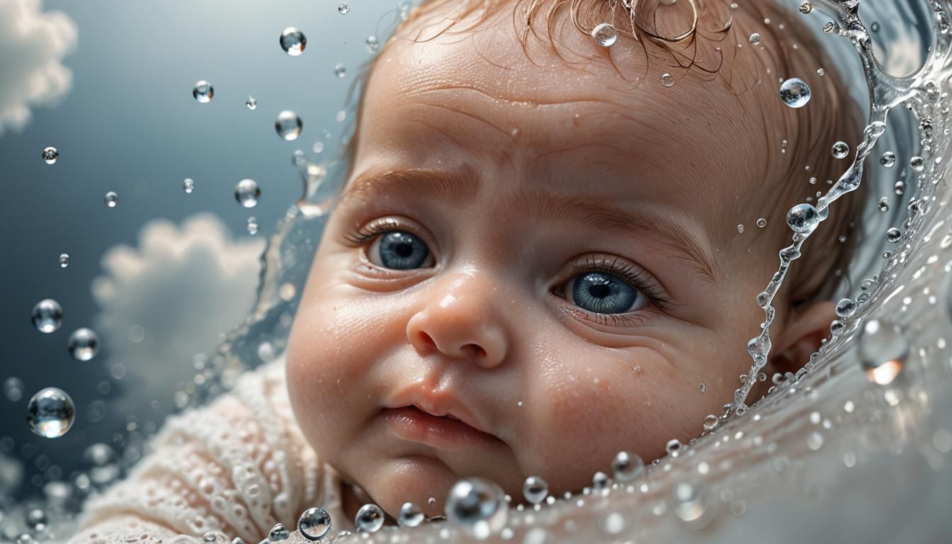 Baby Sleeping in Water Droplet: Macro Photography