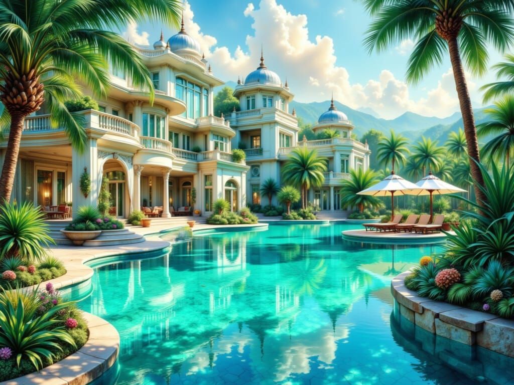 Opulent Fantastical Hotel with Endless Turquoise Pools