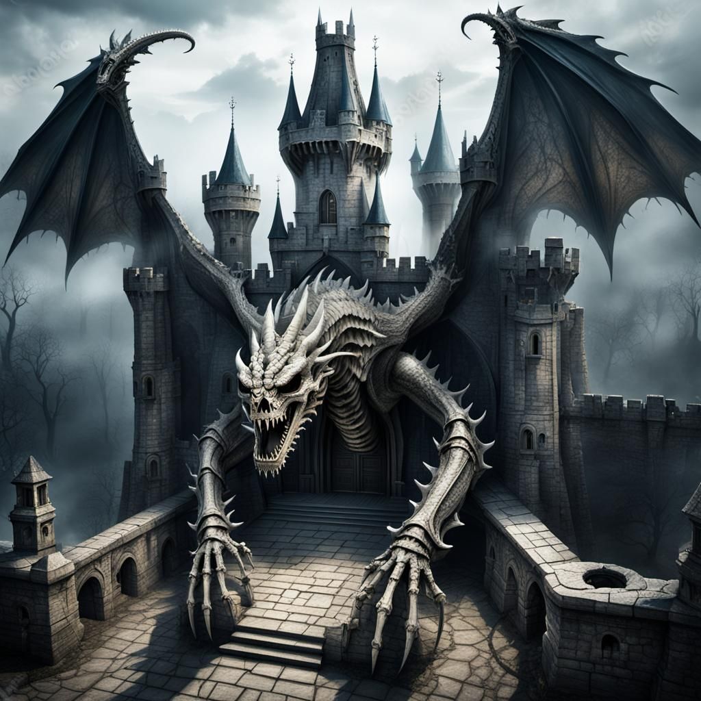 Dragon Skeleton Castle: Dark Fantasy Architecture