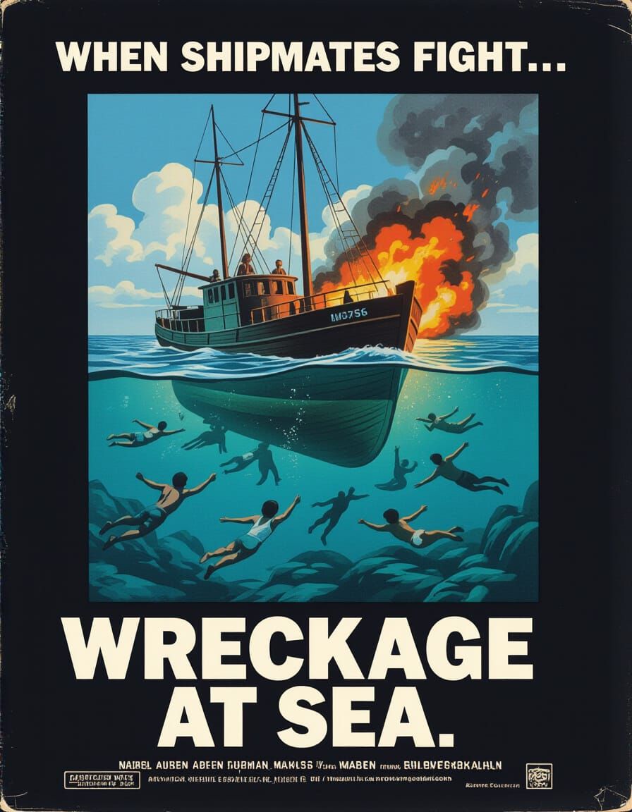 Sinking Ship: 1970s Adventure Movie Poster