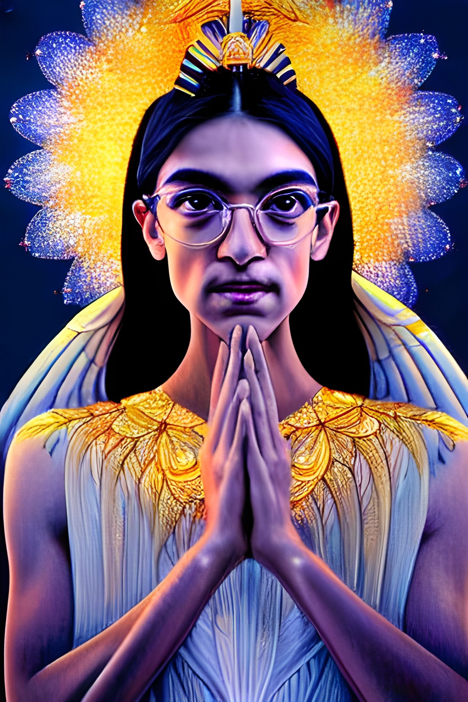 Alexandria Ocasio-Cortez as Celestial Goddess, Digital Paint...