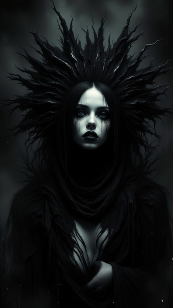 Goth Grunge Woman in Eerie Blackness