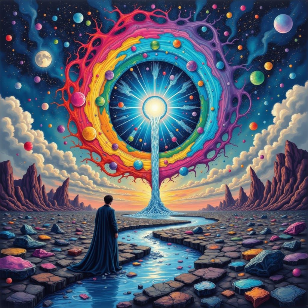 Glitch Art Alchemist Brewing Data in Surreal Digital Landsca...