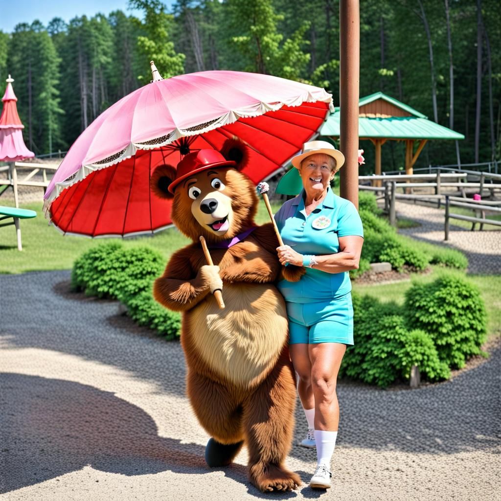 Cindy Bear in Jellystone Park with Parasol