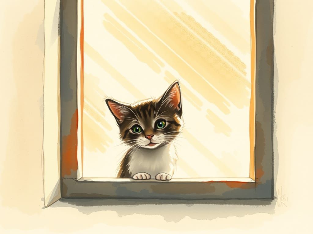 Curious Cat in Sunlight Window