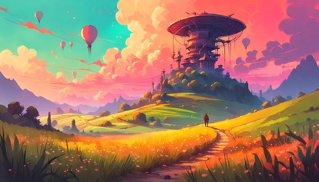 Surreal Alien Citadel Landscape at Dusk