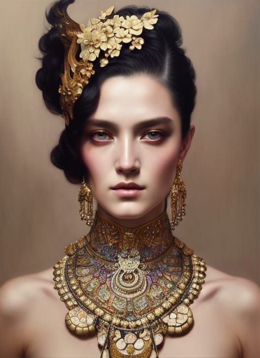 Vibrant Goddess Portrait in Digital Art Style